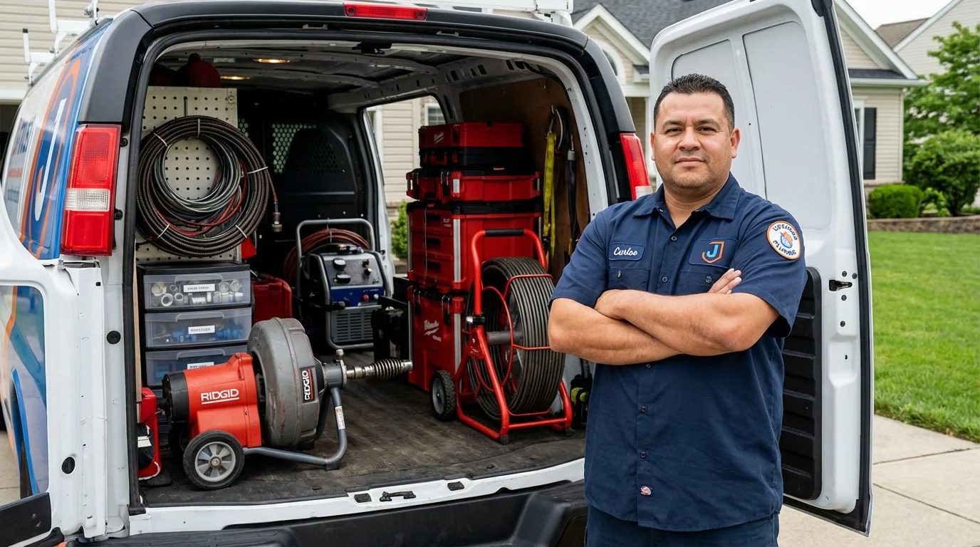 Professional drain cleaning equipment and Johns Plumbing LLC plumber in Cohoes