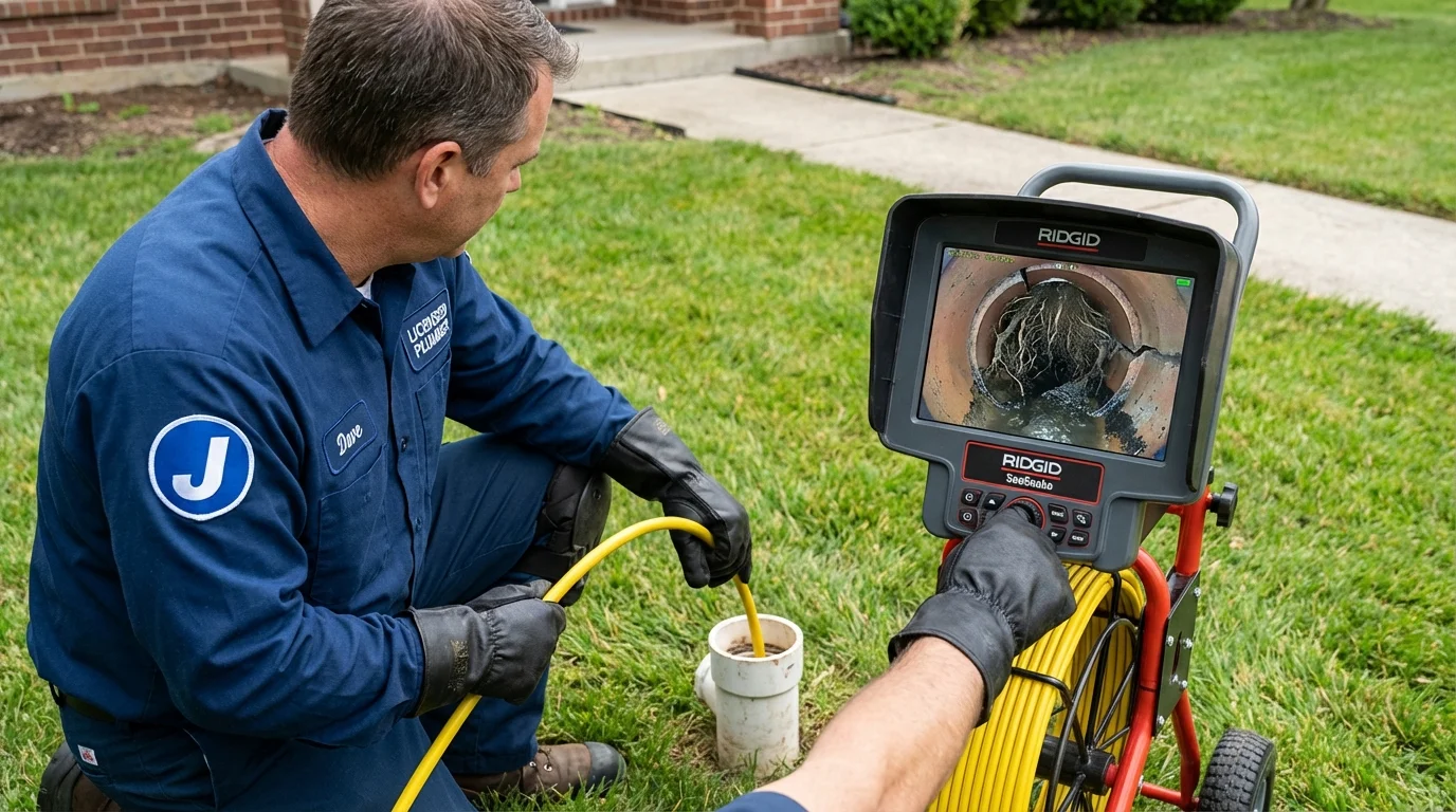 Sewer camera inspection being performed by Johns Plumbing LLC in Cohoes